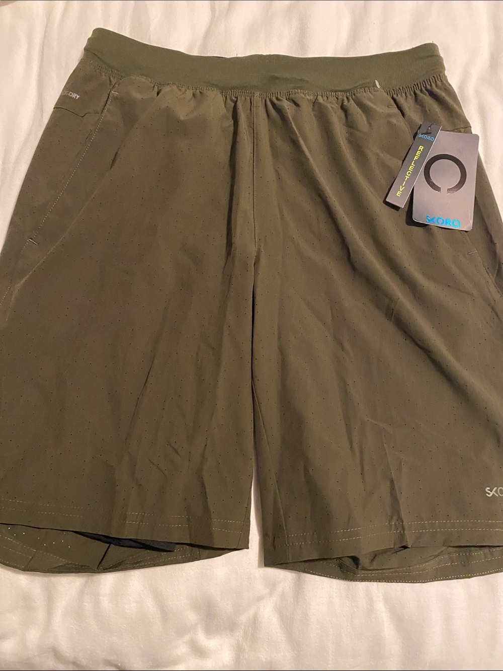 Men's Olive Athletic Shorts with Elastic Waistband